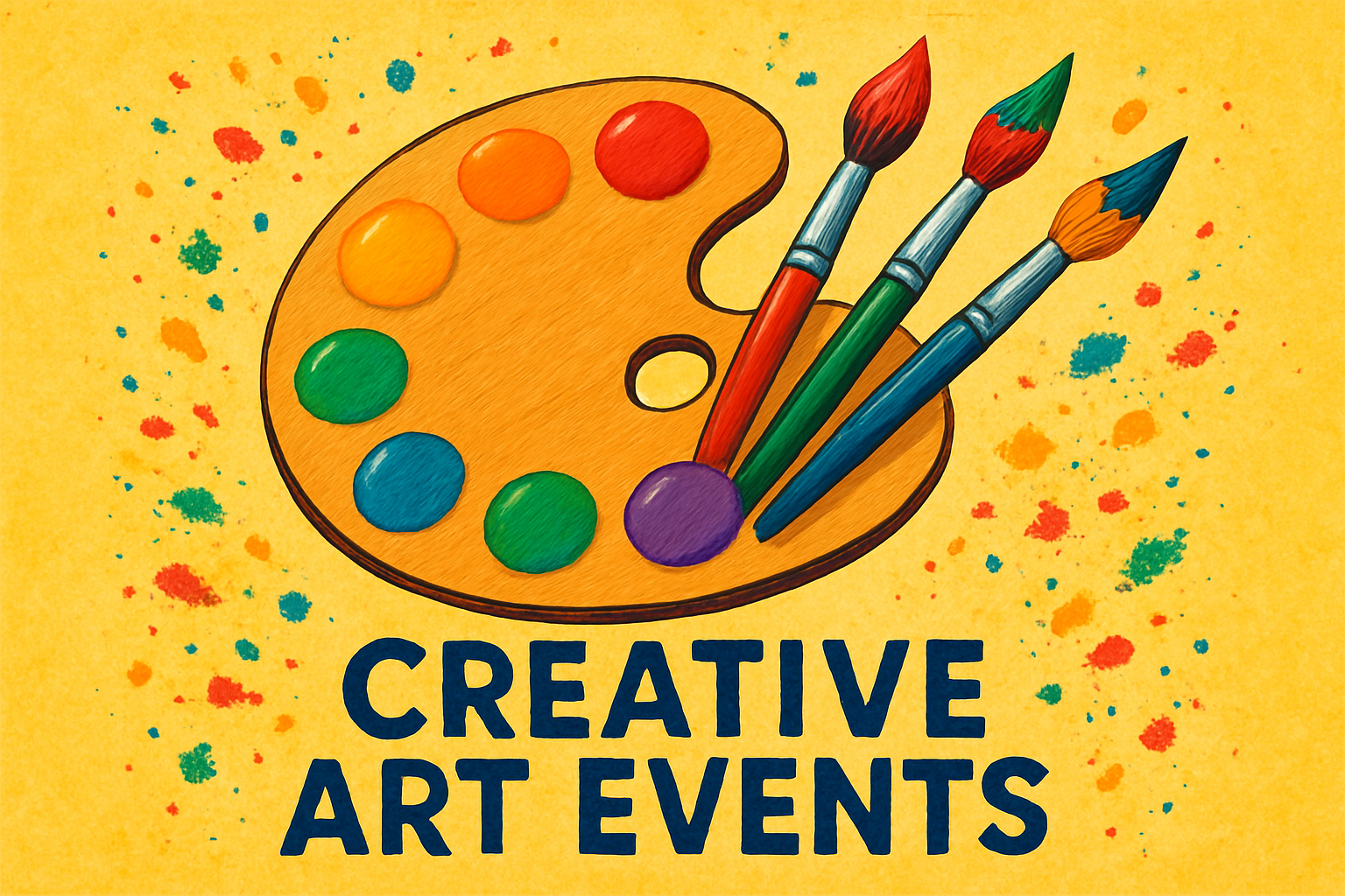 Colorful paint palette and brushes representing creative art events